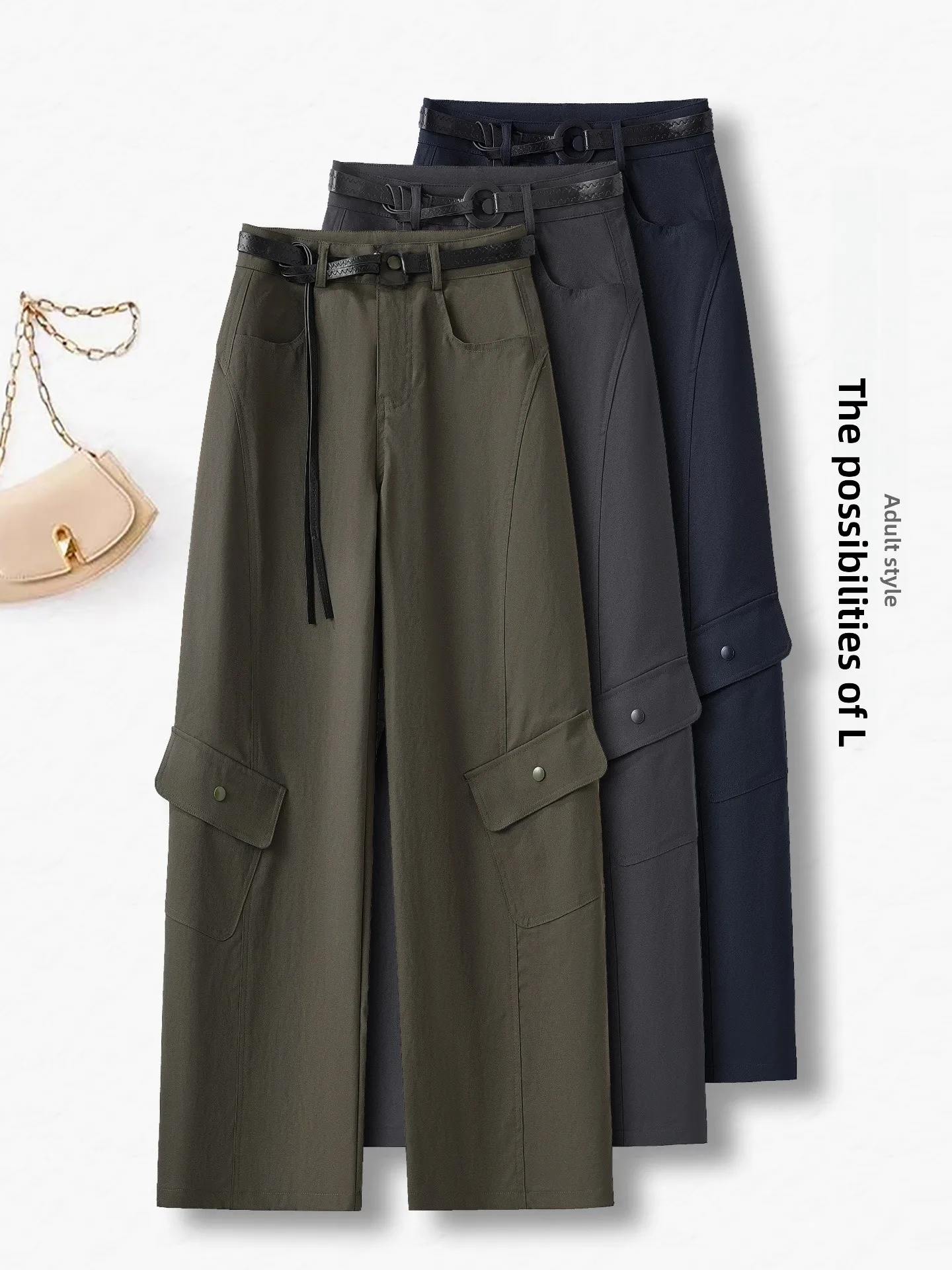 American Style Retro Knife  Loose Fit Casual Pants High Waist Straight Leg Women's Fashion Spring Autumn New Arrival