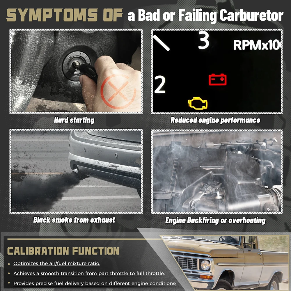 مكربن Autolite 1100 1-Barrel مع خنق يدوي لمحرك Ford Mustang Straight-6 200 cu بوصة (3.3 لتر) 64-70