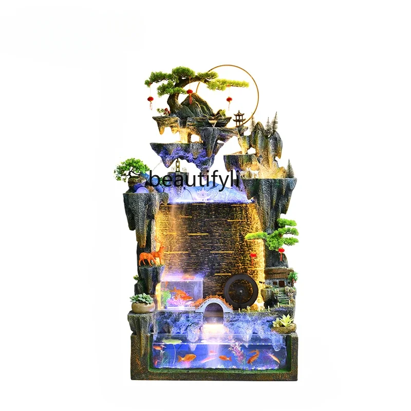 

Chinese Style Rockery Partition Hallway Rockery Fountain Fish Pond Humidifying Fish Tank Indoor Decoration