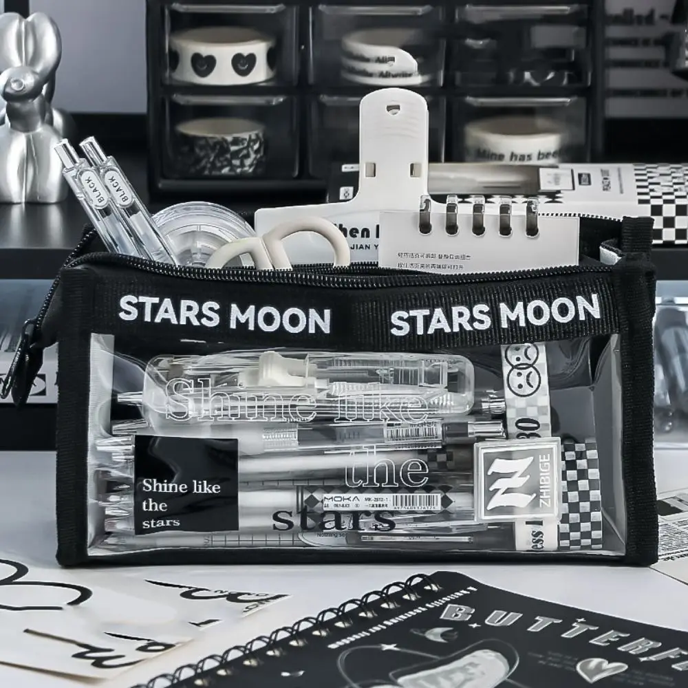 

Triangle PVC Transparent Pencil Case Three-dimensional Large Capacity Stationery Storage Bag Clear Transparent