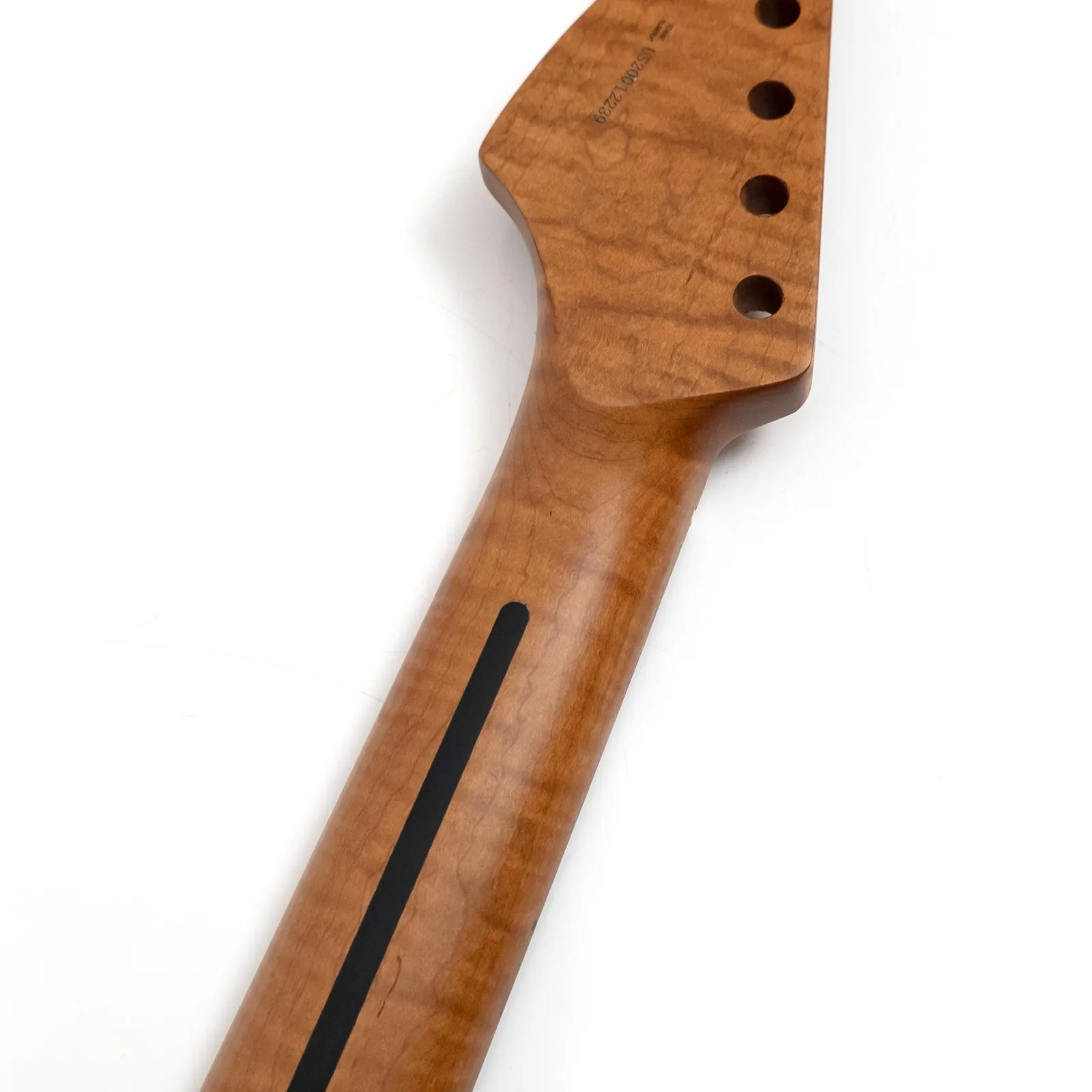 Roasted Flame Maple Guitar Neck Matte Finish 22 Medium Jumbo Frets Modern C 25.5 Inch Scale Bottom Truss Rod