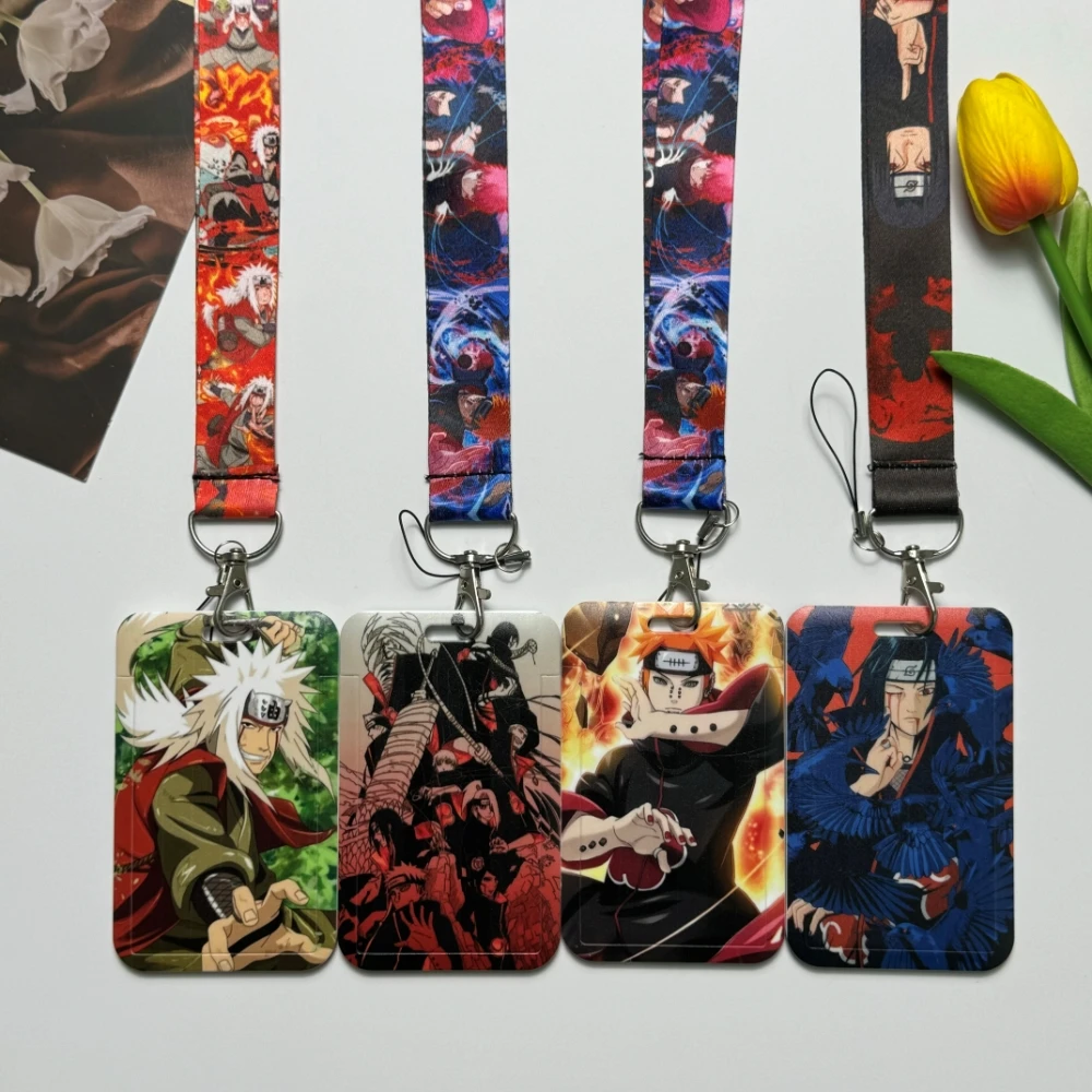 Naruto ID Card Holder Neck Strap Pendant Cool Boys Door Badge Holder Lanyards Keychain Men Work Credential Case Gift