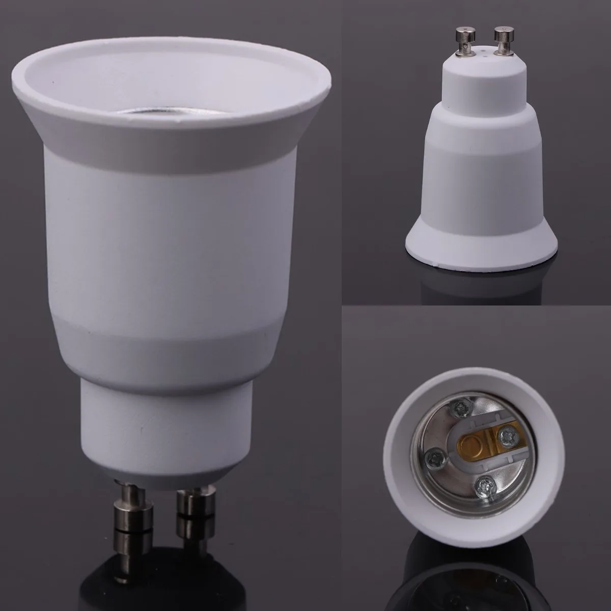 White GU10 To E27 LED Light Bulb Adapter Lamp Holder Converter Socket Light Bulb Lamp Holder Adapter Plug PBT Material