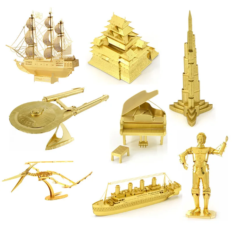 

Metal Assembly Model DIY 3D Puzzle Golden Brass Aircraft Tanks Ships Building Model Handicrafts Ornament Collection Gift