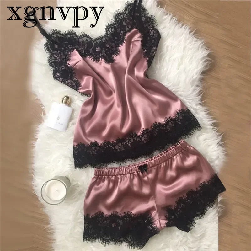 Xgnvpy Lingerie seksi Porno Babydoll pakaian tidur erotis wanita gaun seks seksi renda pita gaun malam Satin modis