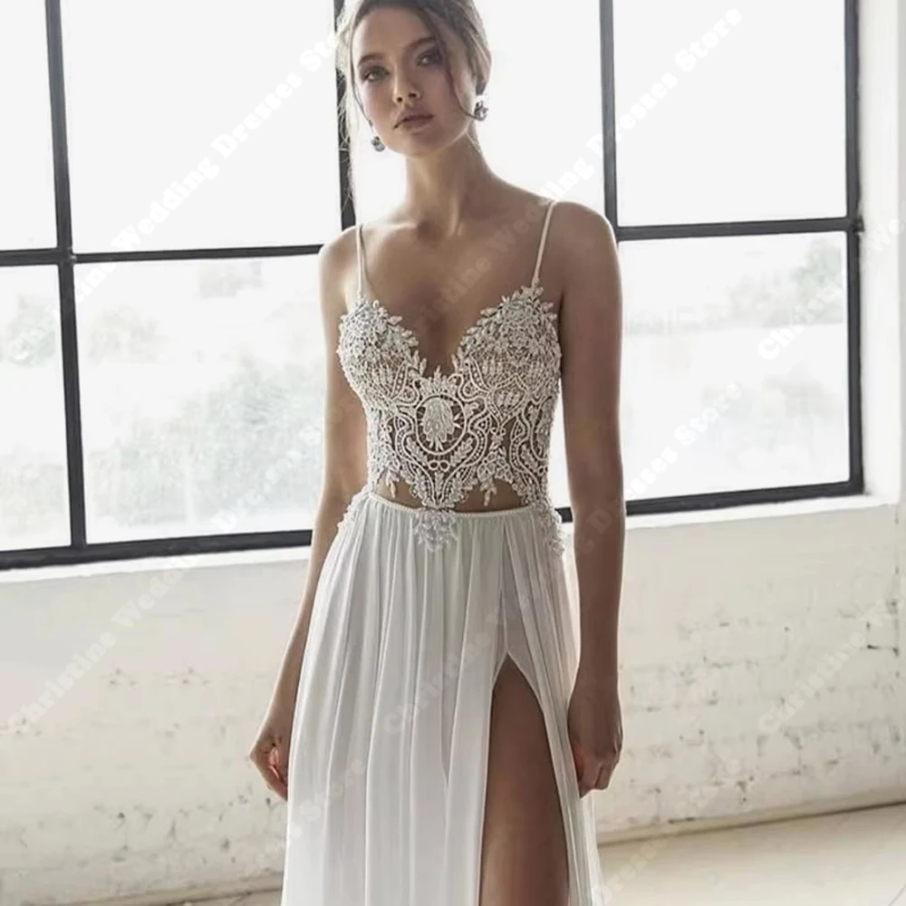 2025 Vintage Tulle femmes a-ligne robes De mariée gracieux Sexy col en v dos nu robes De mariée Banquet robes De Novia personnalisé