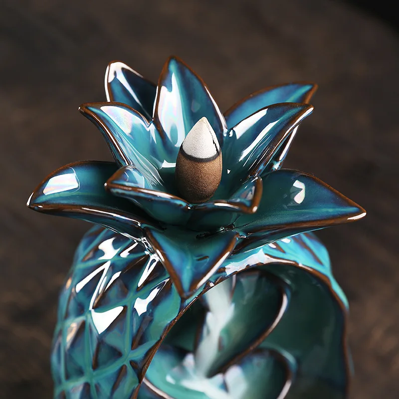 Creative Pineapple Design Backflow Aroma Burner Vintage European Style Household Decorative Incense Censer