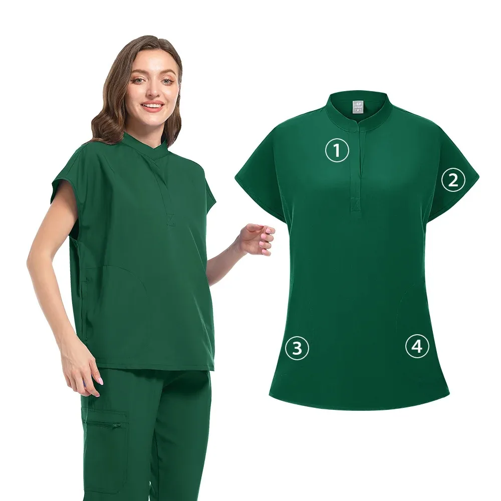 Gommages chirurgicaux pour femmes, ensembles de gommage pour soins infirmiers médicaux de haute qualité, haut à manches courtes + pantalon, uniforme d'infirmière de clinique dentaire de Salon