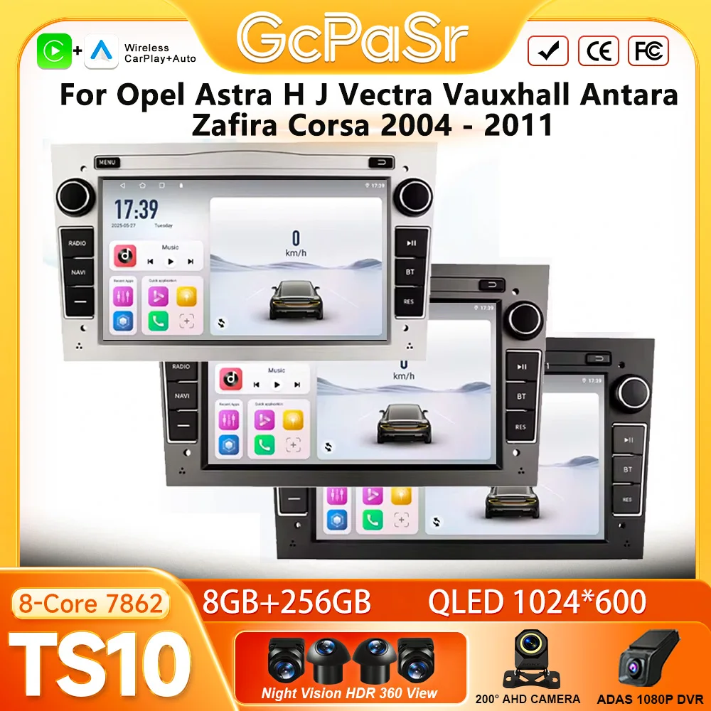 Radio de coche Android Auto para Opel Astra H J Vectra Vauxhall Antara Zafira Corsa 2004 - 2011 GPS Navegación Carplay Sin 2din 4G WiFi