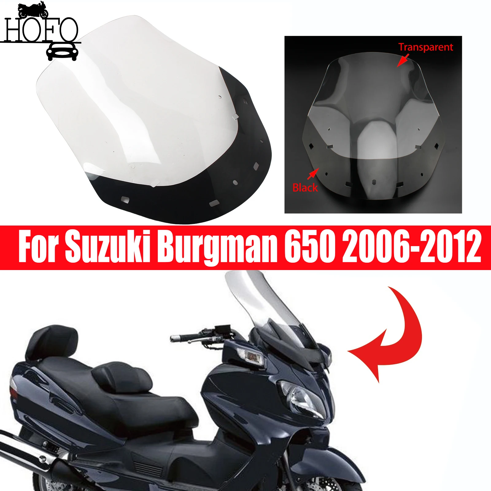 

For Suzuki Burgman 650 2006-2012 2007 2008 2009 2010 2011 Motorcycle Windscreen Windshield High Quality