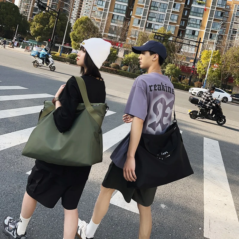 2023 New Anti-tear Nylon Large Totes Bag for Women Simple Leisure Shoulder Bag Solid Black Green Lady Messenger Bag Handbags sac