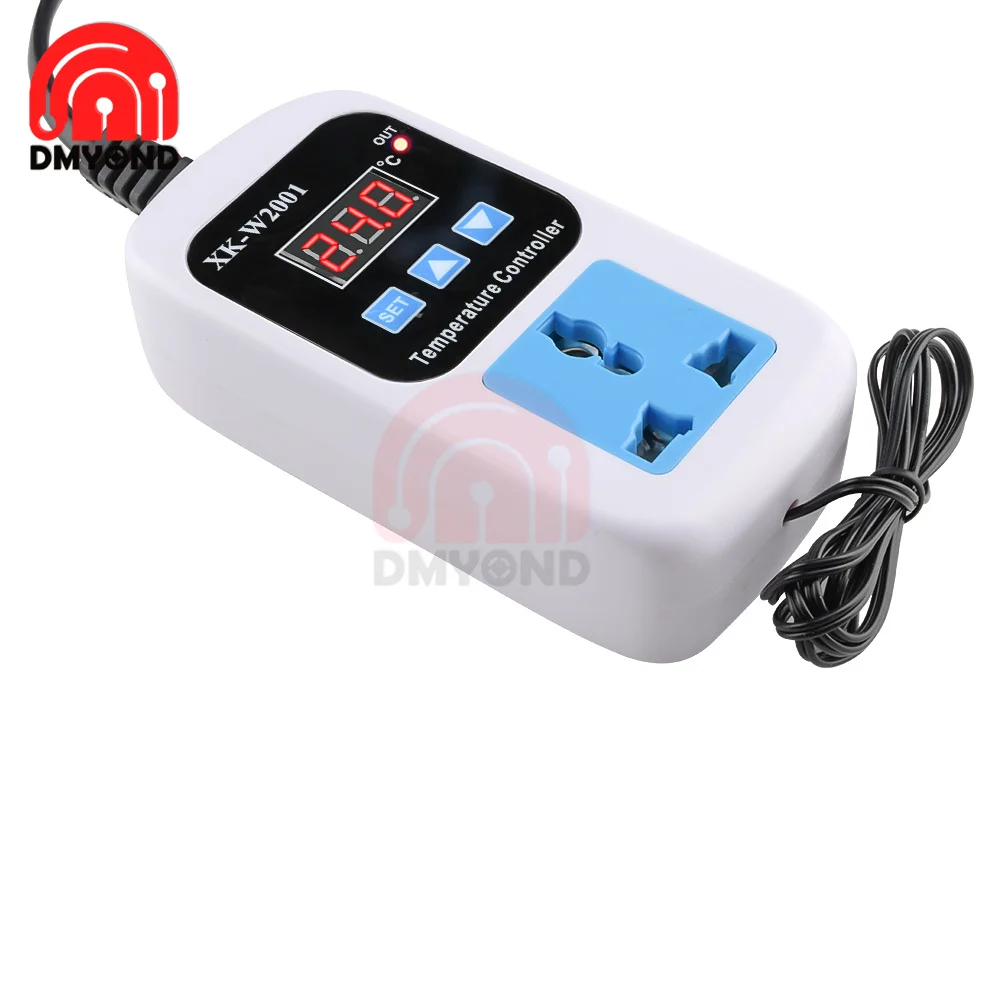 digital led controlador de temperatura termostato termorregulador incubadora temp controle interruptor sonda 220v xk w2001 01