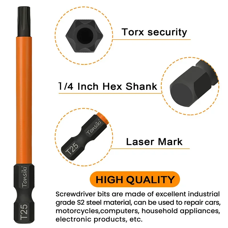 Imagem -03 - Torx Chave de Fenda Bits Hex Shank Magnetic Torx Bit Grupo Brocas de Cabeça T20 T25 75 mm Pcs