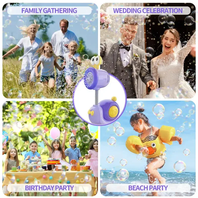 Macchina per bolle di lumache a 20 fori Luci completamente automatiche Pistola per sapone che soffia giocattoli per bambini per ragazzi Ragazze Gioco all'aperto Regali per feste di nozze