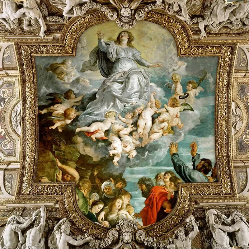 Photo Wallpaper European Style Ceiling Zenith Mural 3D Figure Oil Painting Background Wall Paper Living Room Restaurant Frescoes