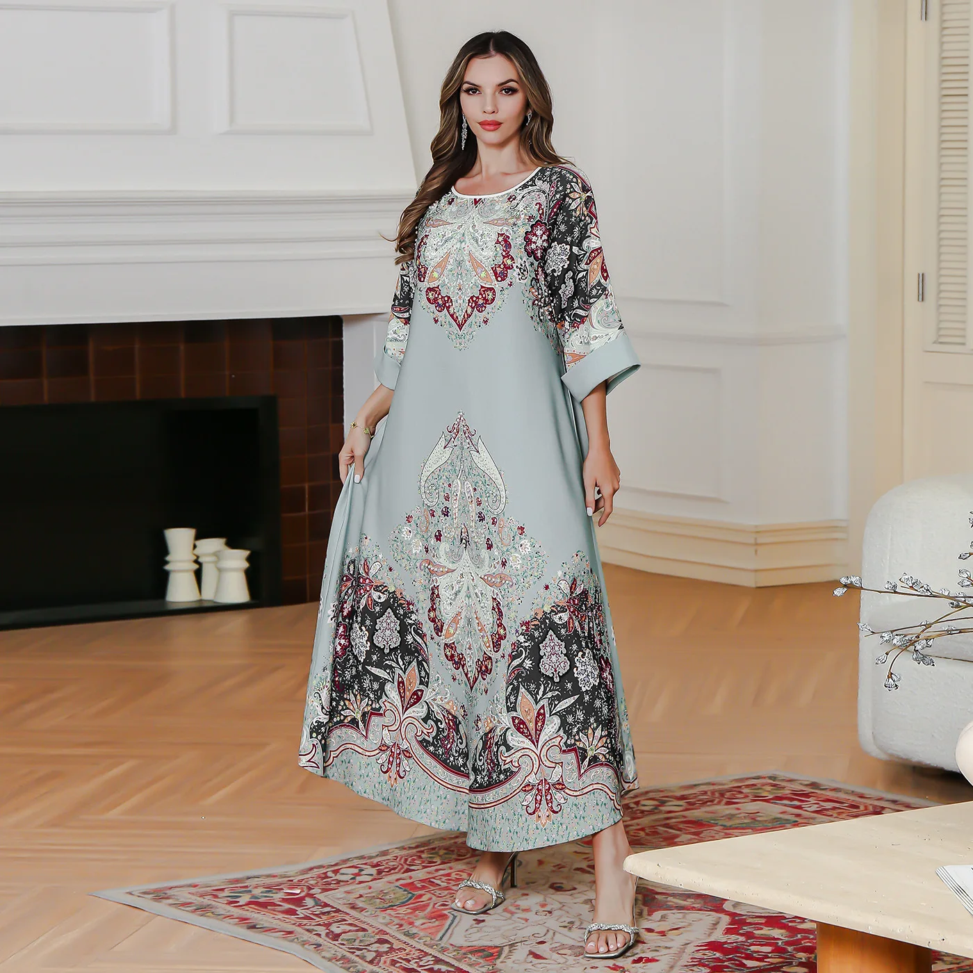 

Abaya Saudi Arabian Muslim Women's Clothing Robe. New Style Turkish Middle Eastern Ladies' Banquet Dress Long-sleeved Dress