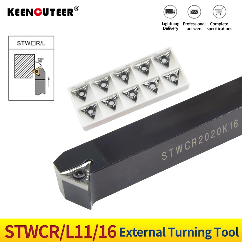 STWCR/L CNC 선반 기계 터닝 도구, 외부 터닝 도구 홀더, TCMT11/16 카바이드 인서트용 STWCR1212H11 STWCR1616H16