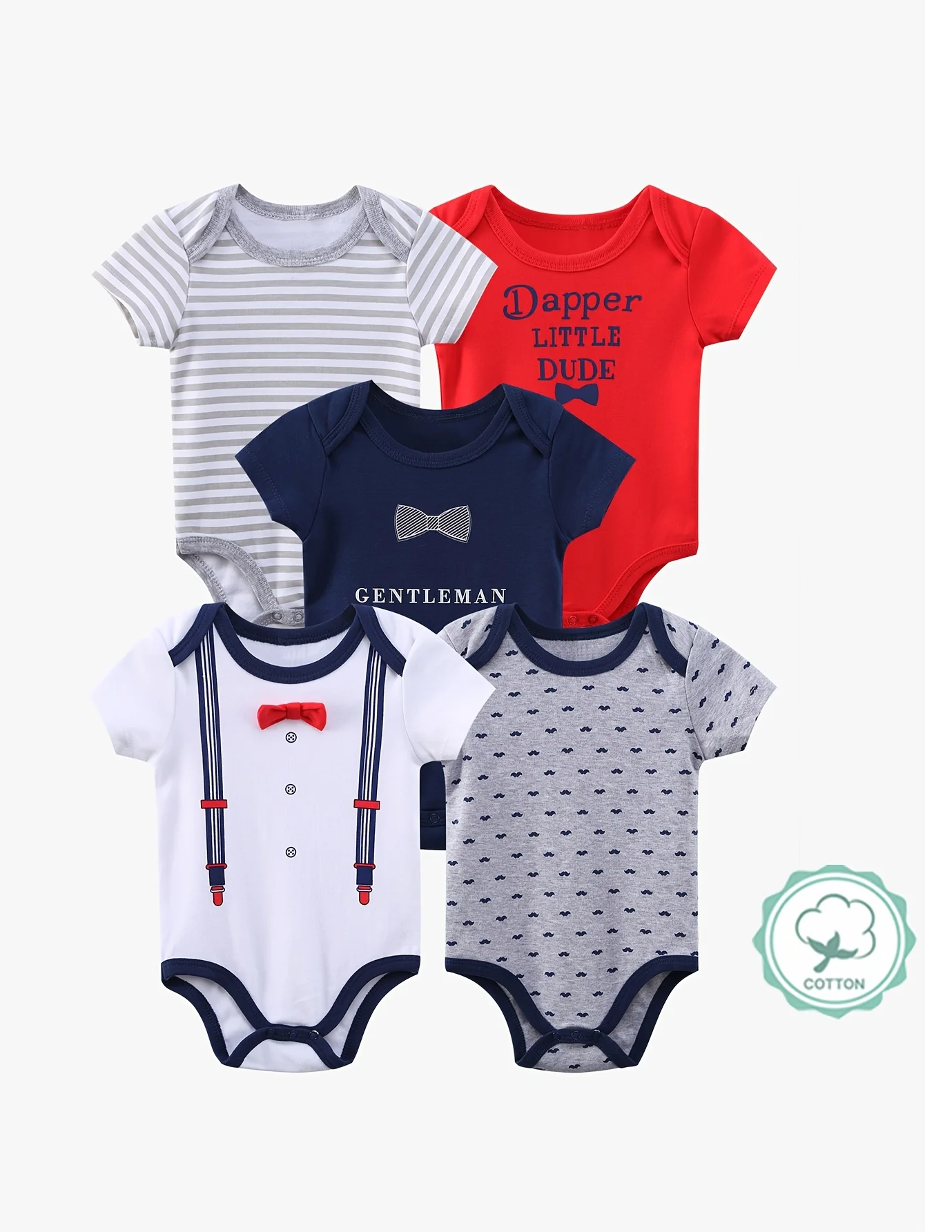 5 Pack Baby Boys Cotton Triangle Bodysuits