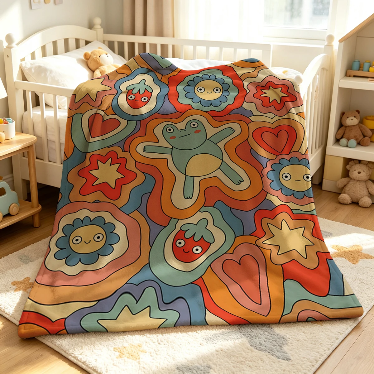 Frog Paradise Flannel Blanket Warm Soft Halloween Christmas Couch Warm Cozy Decorative Decor Gift for All Season