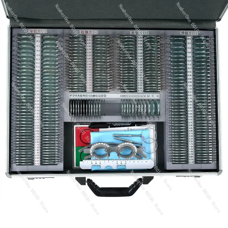 Optometry Trial Lens Set 266‑Pcs, Optometric Test Lenses Kit with Metal Aluminum Case for Eye Examination Equipment