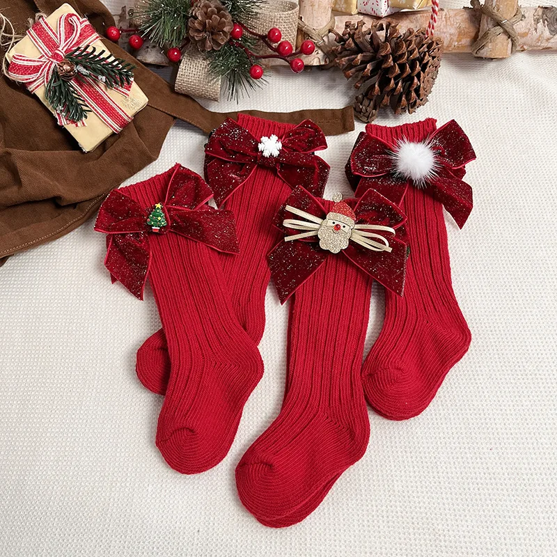 Christmas Socks Chidren Little Girls Cute Warm Winter Socks New Year Gift Red Green Socks