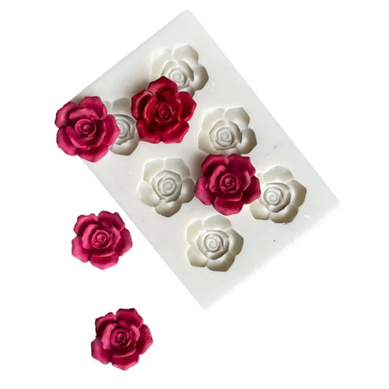 

Mini Rose Flower Silicone Mold DIY Fondant Jelly Candy Polymer Clay Mold Chocolate Wedding Cupcake Topper Cake Baking Decor Tool