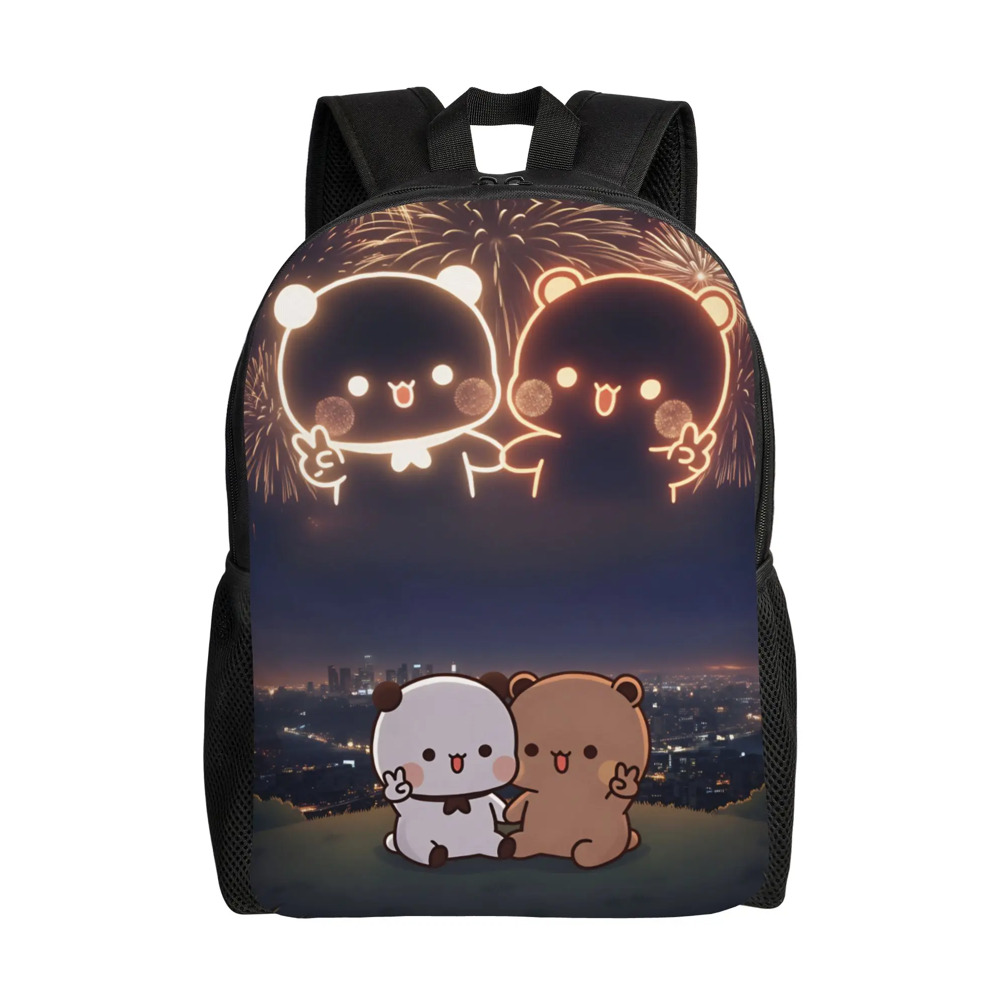 Panda Bears Bubu And Dudu Backpack Student Unisex  Soft Backpacks Polyester Kawaii High School Bags Travel Designer Rucksack