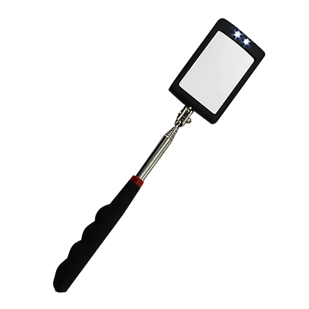 360° Inspection Mirror LED Light Telescoping Mirrors Extend Mechanic Tools Inspection Mirror Telescopic Handle Repairing Tools