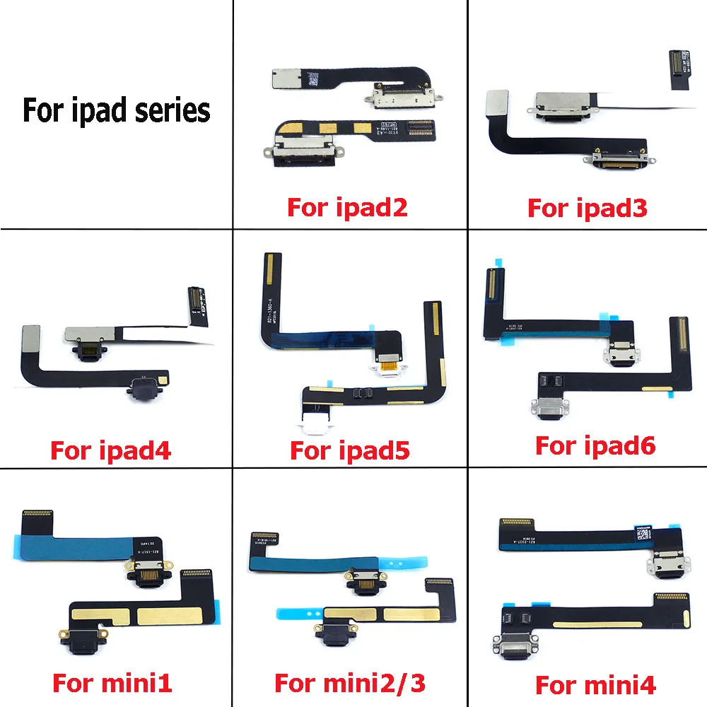 Charging Port Flex Cable for iPad 2 3 4 5 6 Mini1 2 3 4  Charger USB Dock Socket