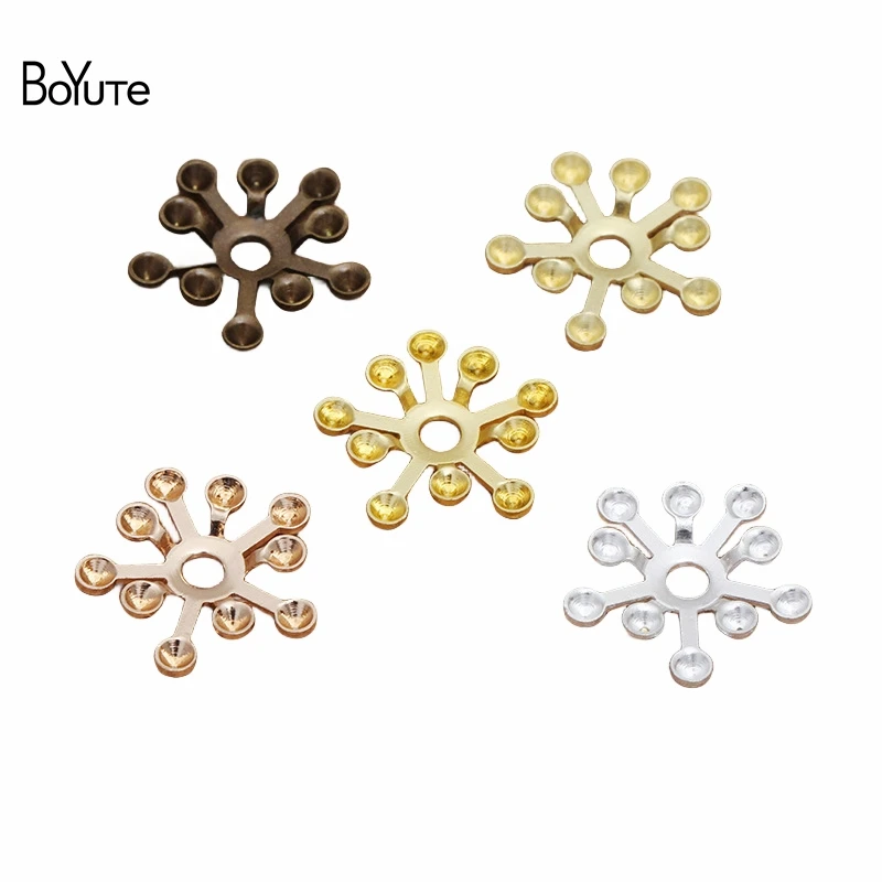 BoYuTe Wholesale (100 Pieces/Lot) Metal Brass Stamping 16MM Flower Materials Diy Hand Made Jewelry Accessories