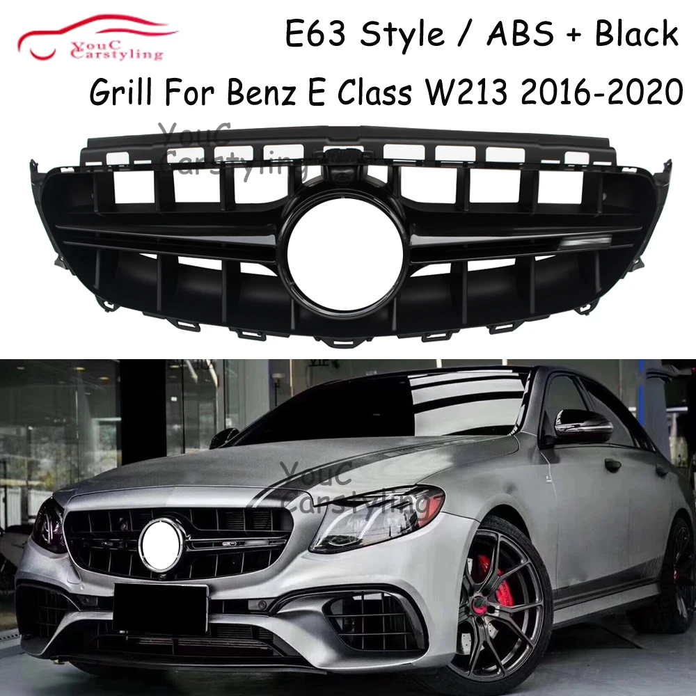 W213 E63 Style Front Grille Mesh For Mercedes E Class W238 E180 E200 E250 E300 E350 E400 2016-2020 Sedan Coupe (with camera)