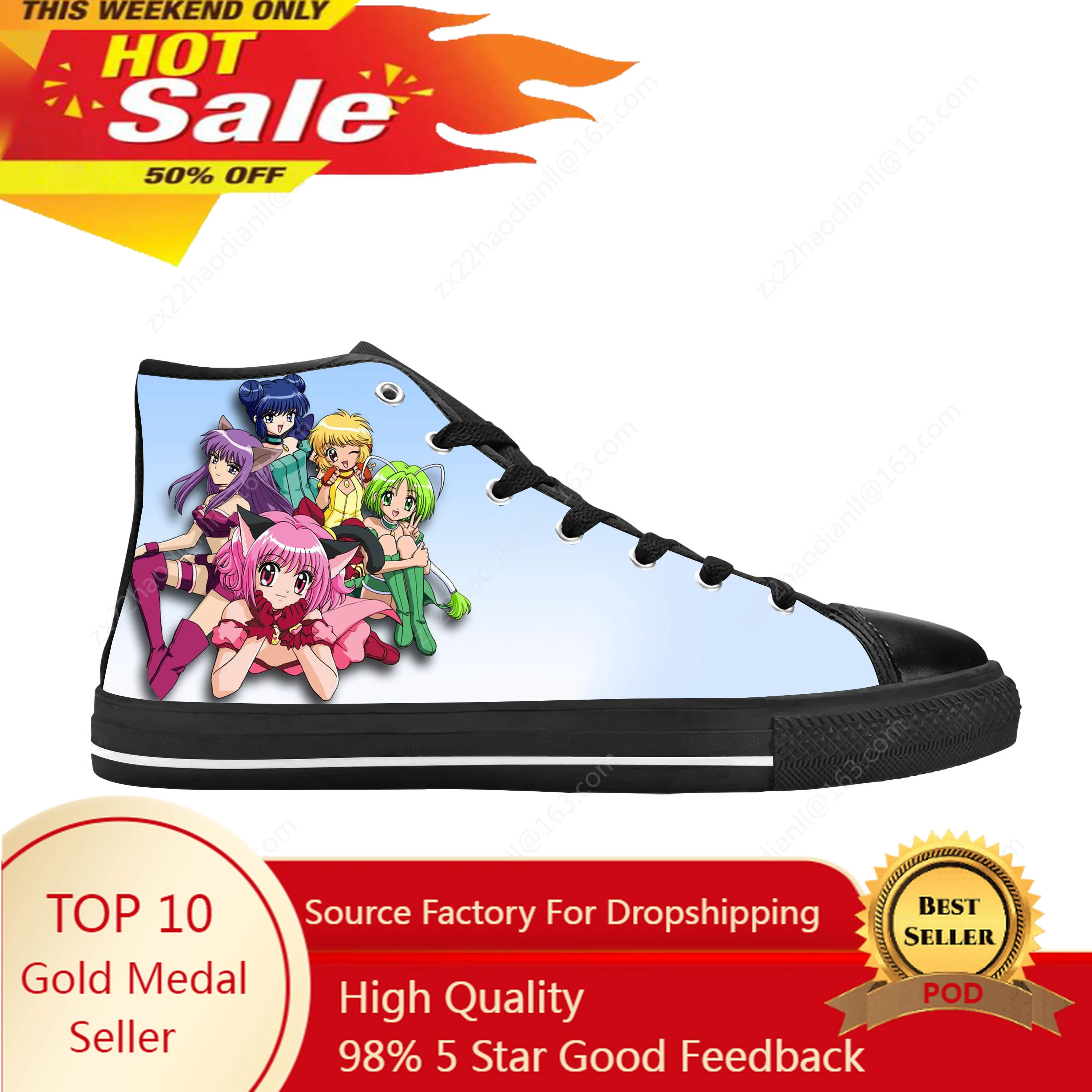 

Tokyo Mew Mew Japanese Anime Cartoon Manga Comic Casual Cloth Shoes High Top Comfortable Breathable 3D Print Men Women Sneakers