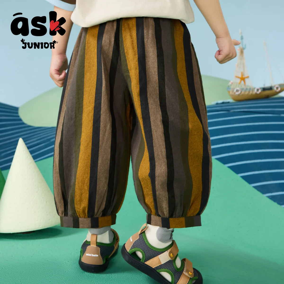 اسأل سروال فجل مخطط متباين على الموضة للأطفال الصغار في الخريف #2