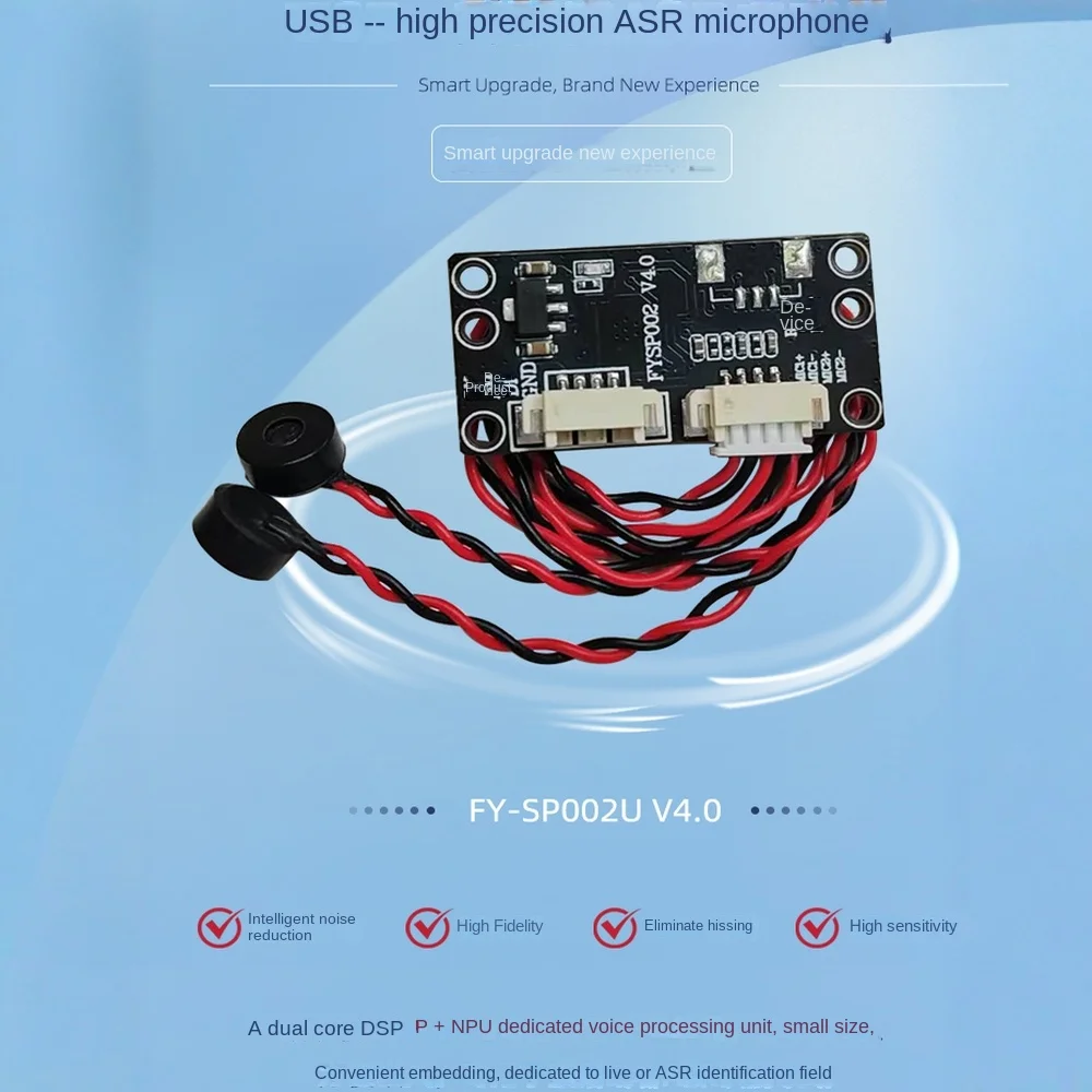ASR Speech Recognition Module V4.0 Intelligent Voice Development Far-field Sound Pickup 3 Meters AI Noise Reduction 20dB