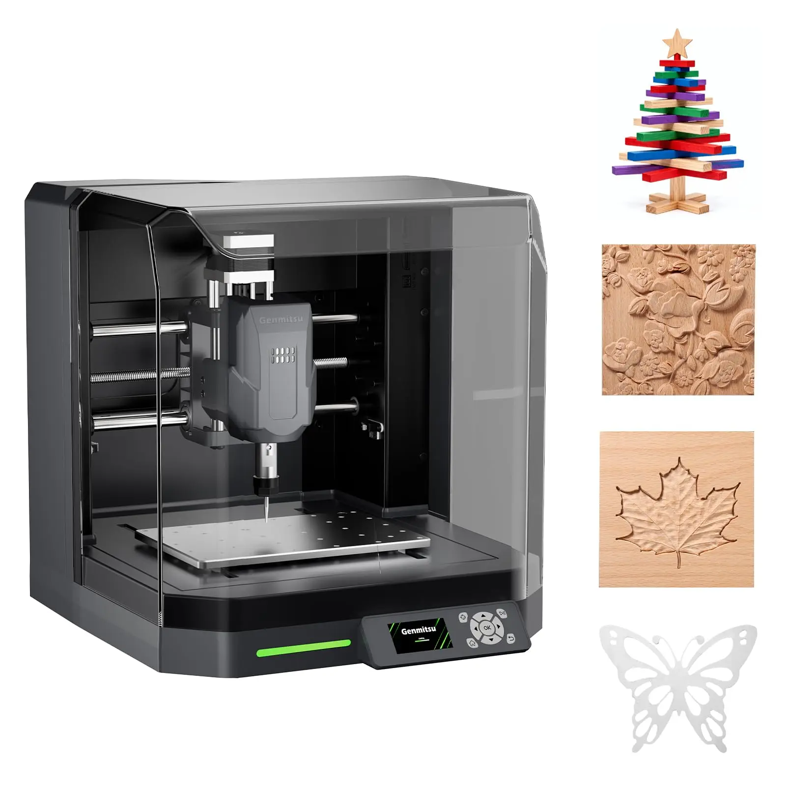 

Genmitsu Cubiko CNC Router Machine Enclosure PCB Milling Machine Smart Desktop Auto Z Probing WiFi APP Woodworking Carving
