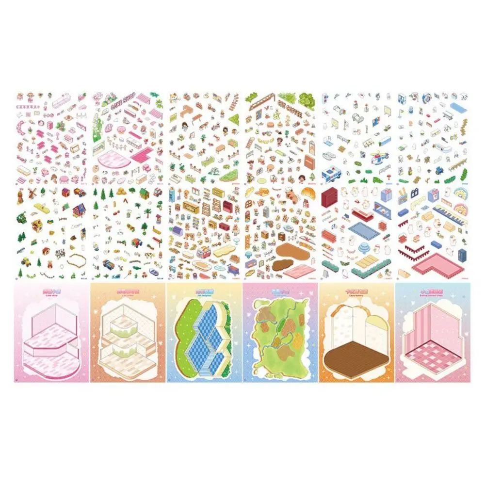 6-in-1 Miniature Landscape Sticker Collection Plus Size Capybara 3D Landscape Sticker PET Three-dimensional