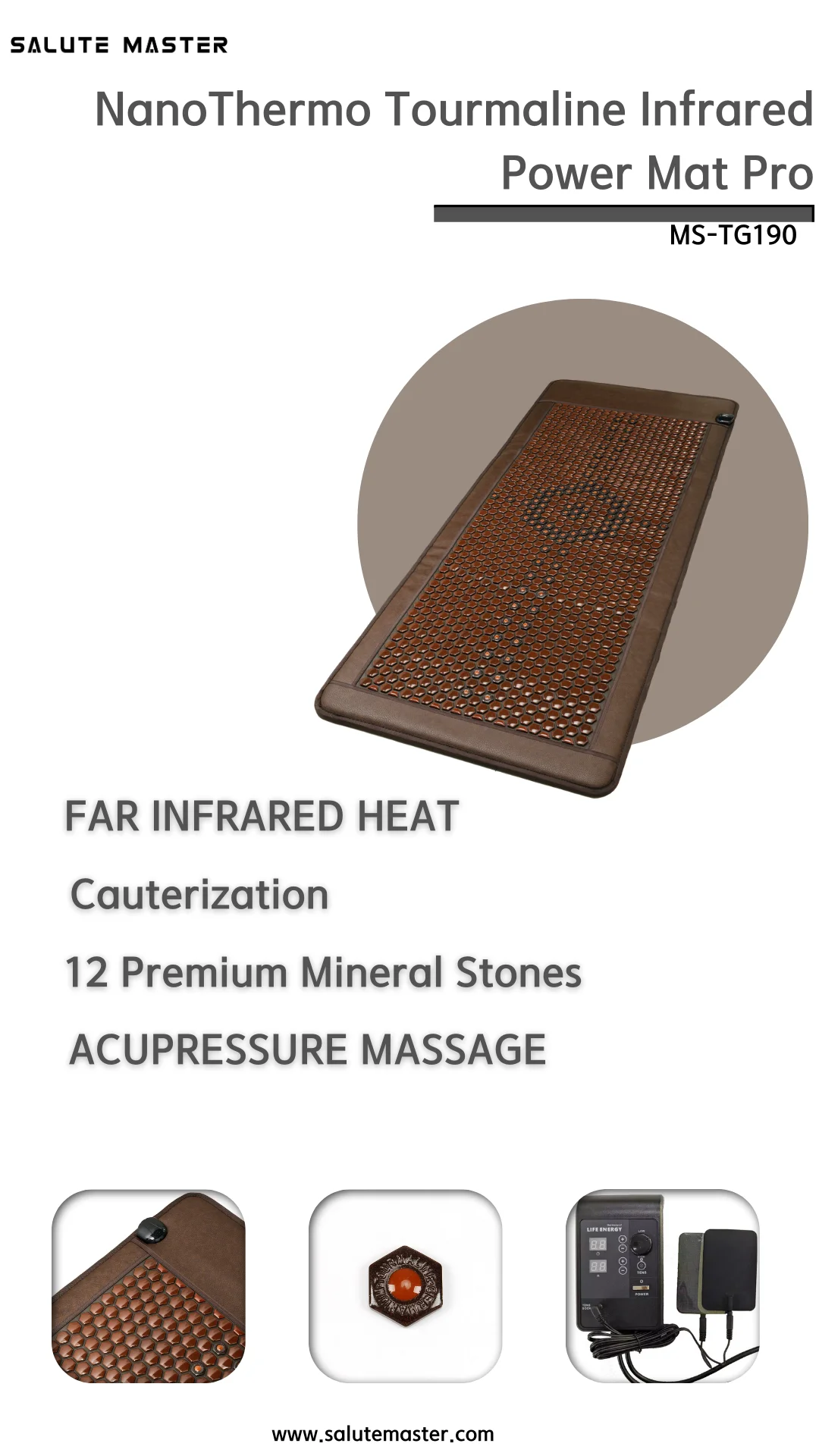 80x190cm Thermal Massage Heating Germanium Bed Mat Infrared Rays Hexagon Honeycomb Structure Tourmaline Ceramic Mattress