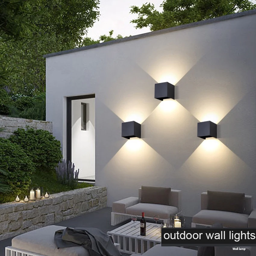 lampada de parede led para interior e exterior luz de parede de aluminio cubo montado na superficie para jardim ou varanda a prova dagua ip65 01