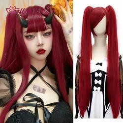 HUAYA sintetico 80cm lungo dritto parrucca Cosplay artiglio coda di cavallo estensioni dei capelli rosso biondo marrone viola parrucca Costume resistente al calore