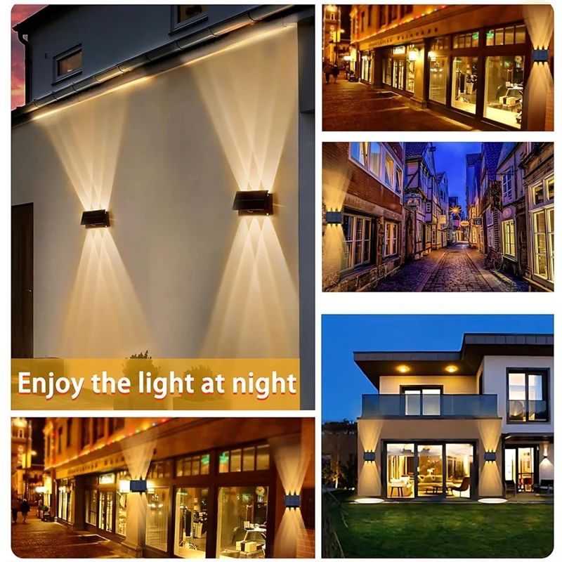 LED โคมไฟติดผนังพลังงานแสงอาทิตย์กลางแจ้งกันฝนน้ําสําหรับลานสวนโคมไฟควบคุมแสงอัจฉริยะปรับพลังงานแสงอาทิตย์ A