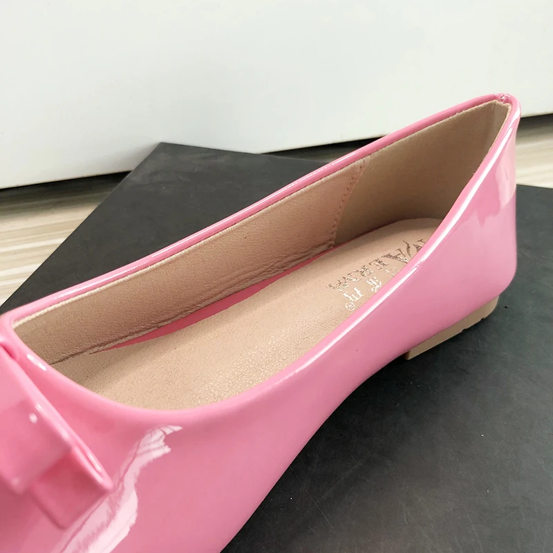 Women Flats Shining PU Leather Flat Shoes For Women Solid Color Square Toe Bowknot Size 33-43 High Quality Slip on 2022 Summer