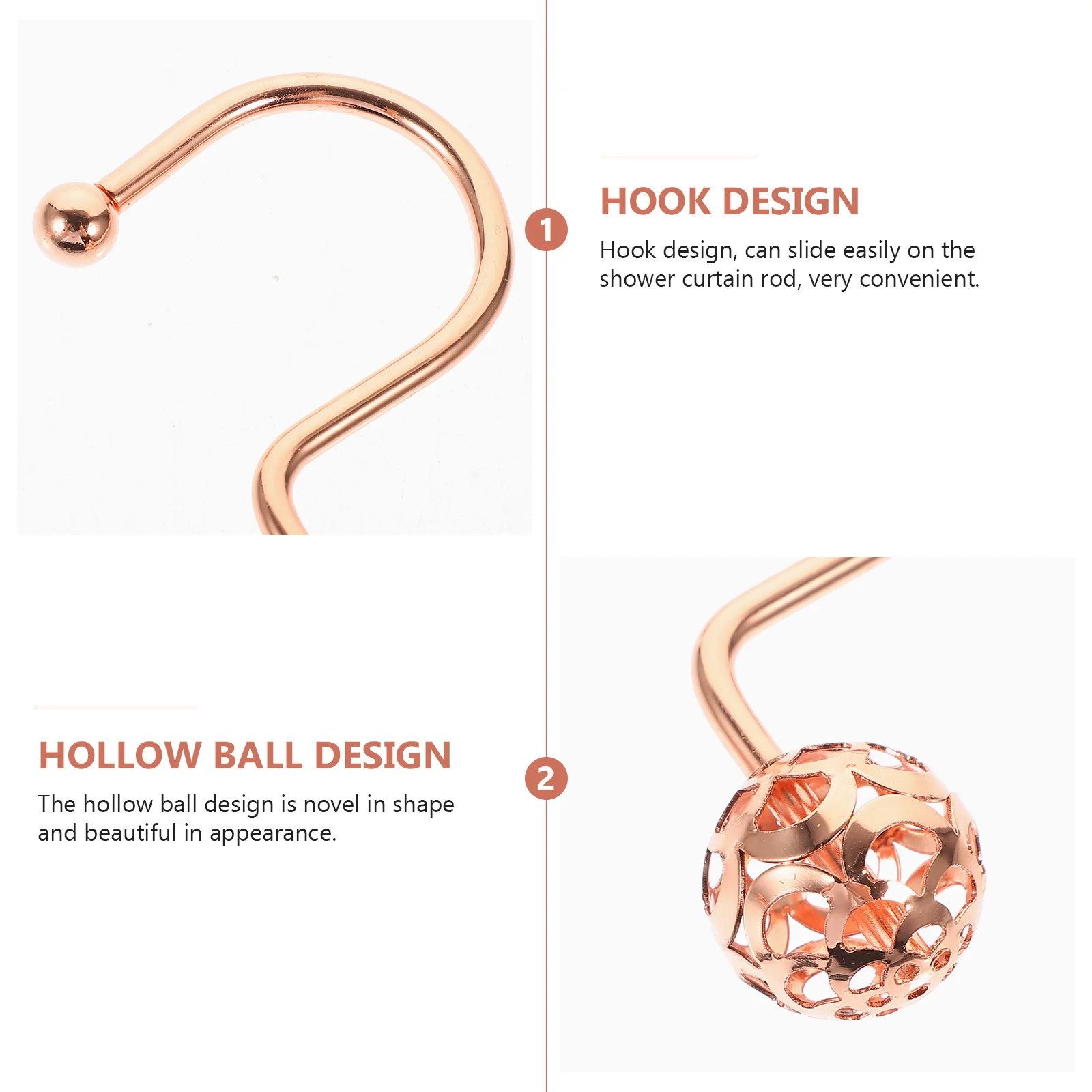 12Pcs Shower Curtain Hooks Metal Rustproof Easy Slide Bright Colors Bathroom Curtain Rod Rings Hangers