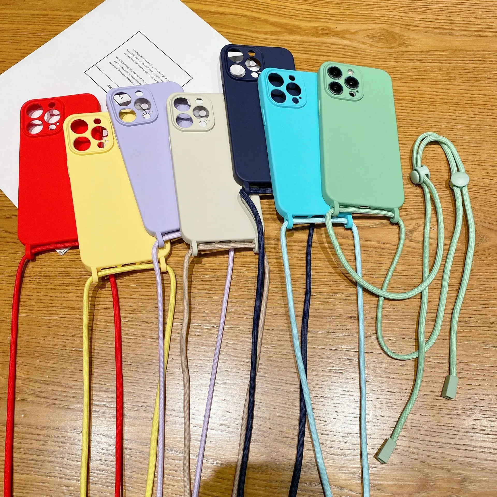 Applicable to iphone16pro lanyard mobile phone case crossbody xs liquid case 7p silicone xr apple all-inclusive 11
