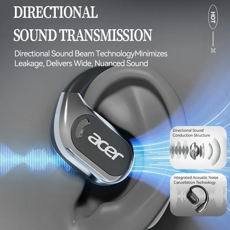 [Offizielles Acer Originalprodukt] Ohr510 Kabellose Bluetooth-Kopfhörer, offenes Design, angenehm zu tragen, für Sport, Laufen, Fitness, kompatibel mit Mobiltelefonen, Tablets, Laptops, mehreren Geräten