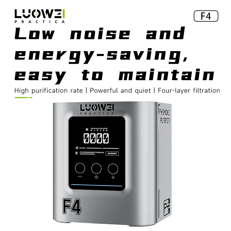 LUOWEI F4 Desktop Smoke Purifier Low Noise 4 Layer Filtration Solder Fume Extractor for Phone PCB Repair Soldering Work