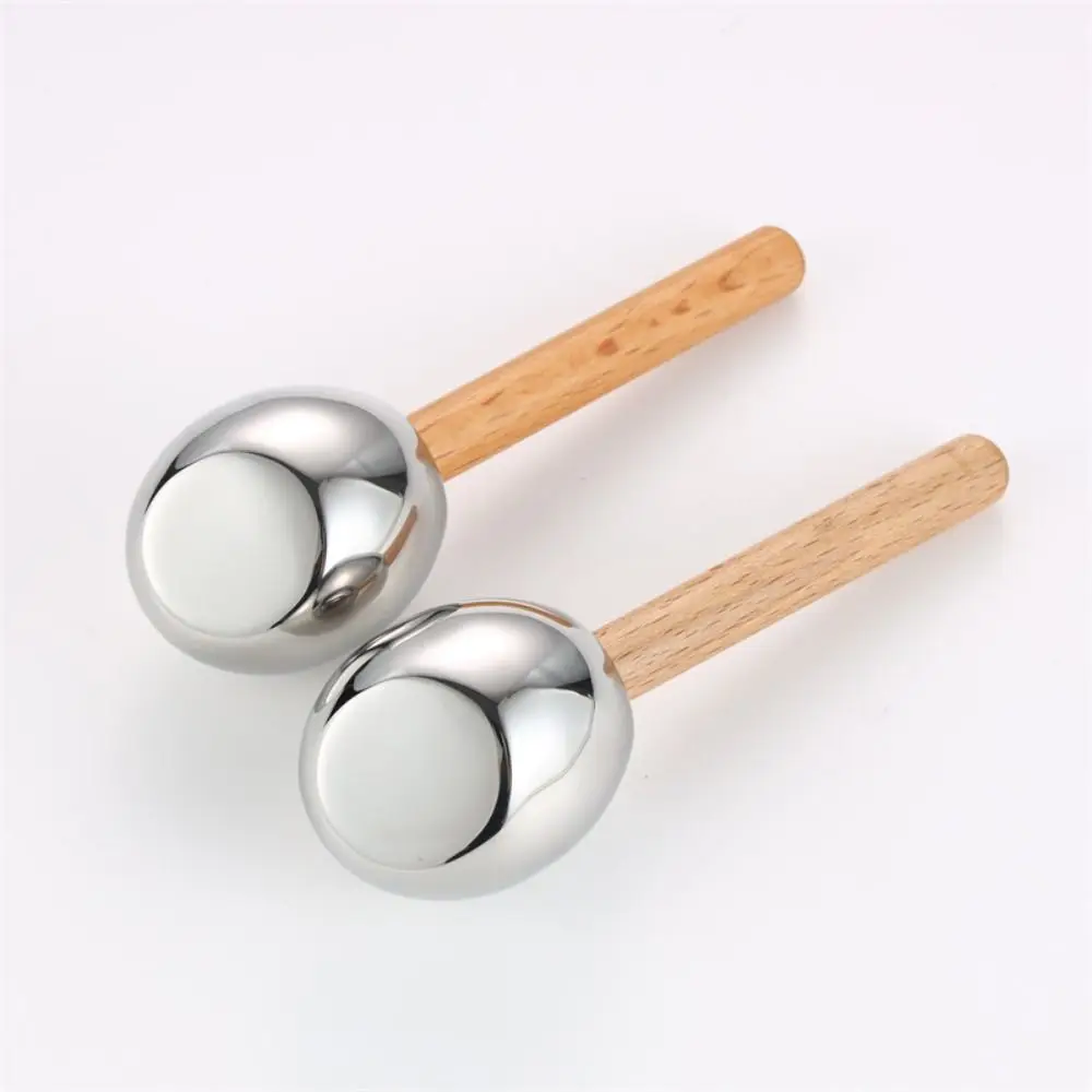 Wooden Handle Ice Wave Ball Stainless Steel Sunlight Repair Facial Ice Globes Removing Edema Soothing The Eyes