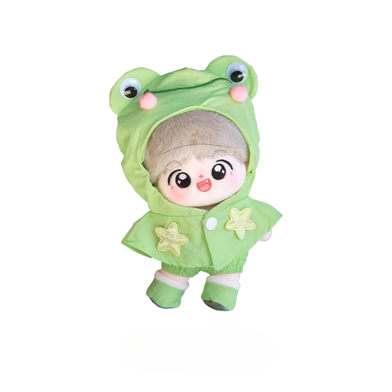 الكرتون بطة الضفدع لطيف تأثيري هوديي صغير ل 20 سنتيمتر لا سمة القطن دمية مقنعين معطف المطر فستان الملابس لعبة الدعائم الهدايا