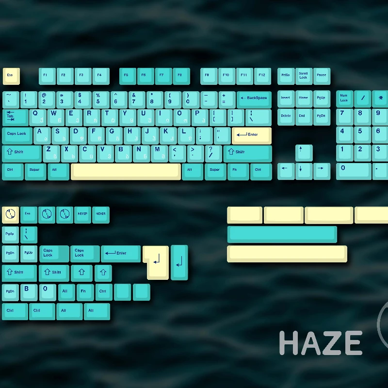 

O1NEM {Mist The Sea} Keycaps Customized PBT Cherry Profile Key Cap Cute Simple Blue Point Keycap for Gamers Original Design