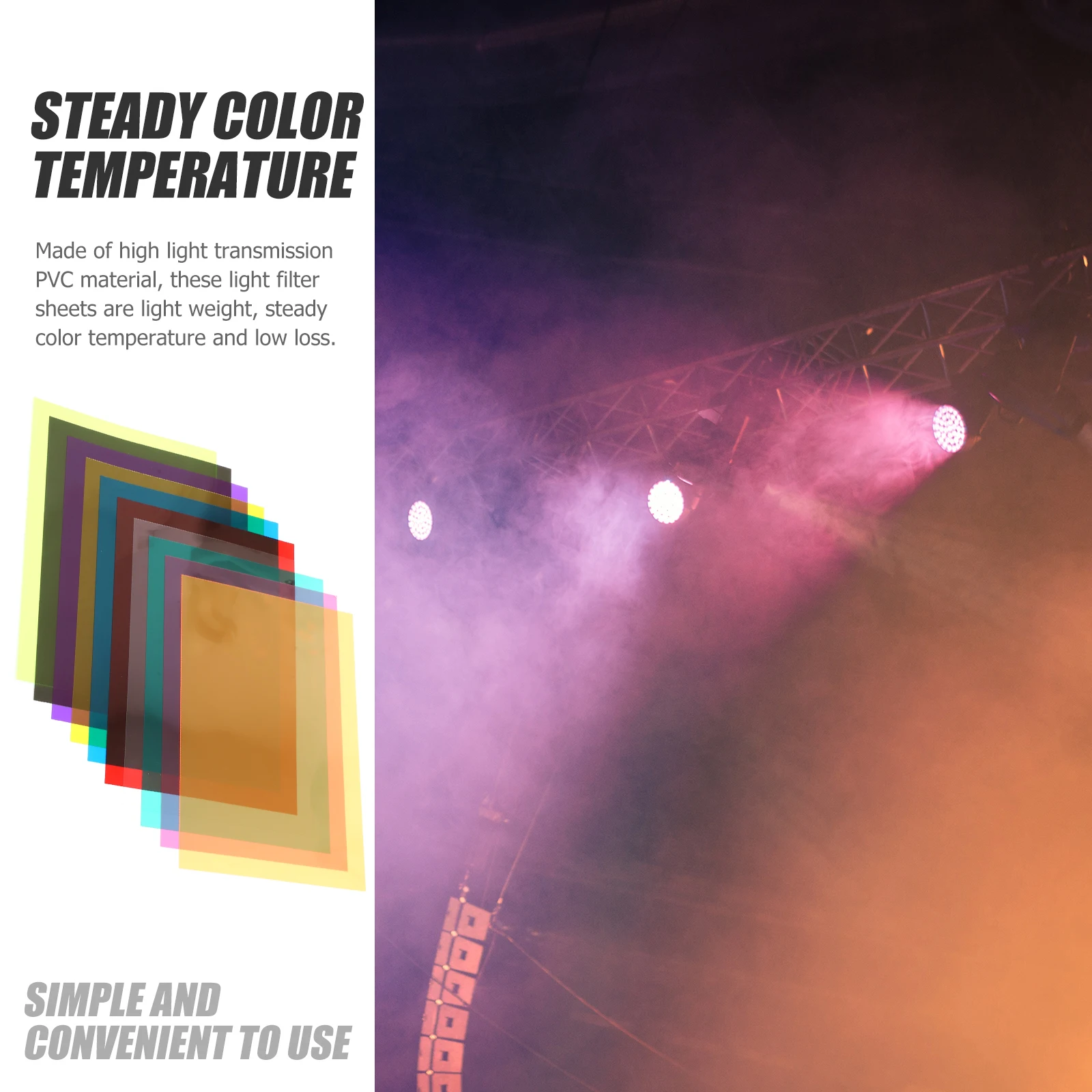 

10pcs Pvc Lighting Filter Sheets Transparent Color Gel High Light Transmission Photo Props For Film Stage Correction