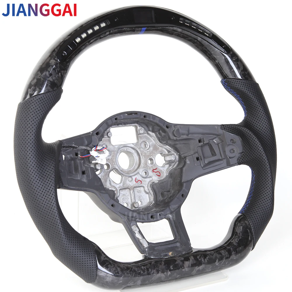 Forged Carbon Fiber Steering Wheel For MK7 MK8 GTI R For Volkswagen VW GTI Golf MK7 Perforated Leather Steering Wheel Assembly